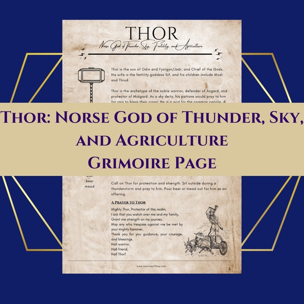 Thor Norse God of Thunder, Sky, Agriculture and Fatherhood Grimoire Page Book of Shadows PDF Download