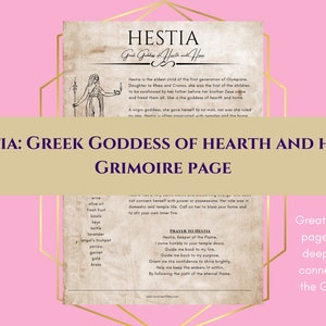 Hestia Greek Goddess of Hearth and Home Grimoire Page Book of Shadows PDF Download