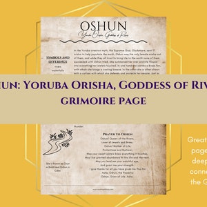 Oshun Yoruba Orixá, Deusa Africana dos Rios Grimório Página Livro das Sombras PDF Download