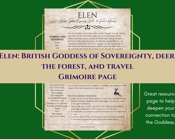 Elen of the Ways: British Celtic Goddess of Sovereignty, Deer, the Forest, and Travel Grimoire Page Book of Shadows PDF Download