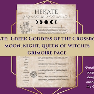 Hekate Greek Goddess, Queen of Witches, Grimoire Page Book of Shadows PDF Download