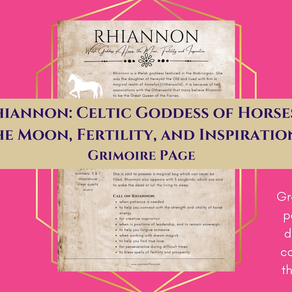 Rhiannon: Welsh Goddess of Horses, the Moon, Fertility and Inspiration Grimoire Page Book of Shadows PDF Download