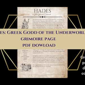 Hades Greek God of the Underworld, Metal, and Wealth Grimoire Page Book of Shadows PDF Download