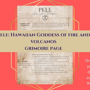 Pele Hawaiian Goddess of Fire and Volcanos Grimoire Page Book of Shadows PDF Download