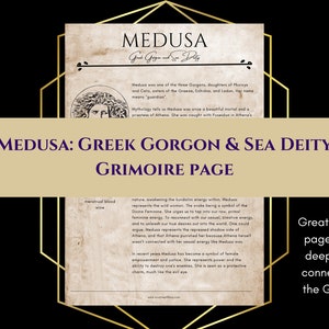 Medusa Greek Gorgon and Sea Deity Goddess Grimoire Page Book 