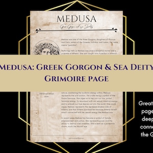 Medusa Greek Gorgon and Sea Deity Goddess Grimoire Page Book 