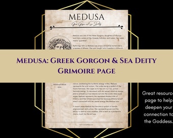 Medusa Greek Gorgon and Sea Deity Goddess Grimoire Page Book of Shadows PDF Download