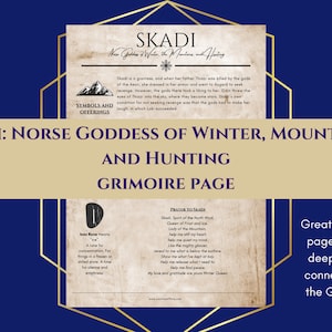 Skadi Norse Goddess of Winter, Mountains, and Hunting Grimoire Page Book of Shadows PDF Download