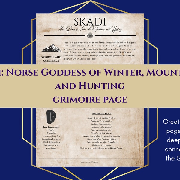 Skadi Norse Goddess of Winter, Mountains, and Hunting Grimoire Page Book of Shadows PDF Download