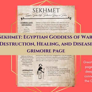 Sekhmet Egyptian Goddess of War and Healing Grimoire Page Book of Shadows PDF Download