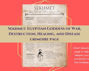 Sekhmet Egyptian Goddess of War and Healing Grimoire Page Book of Shadows PDF Download