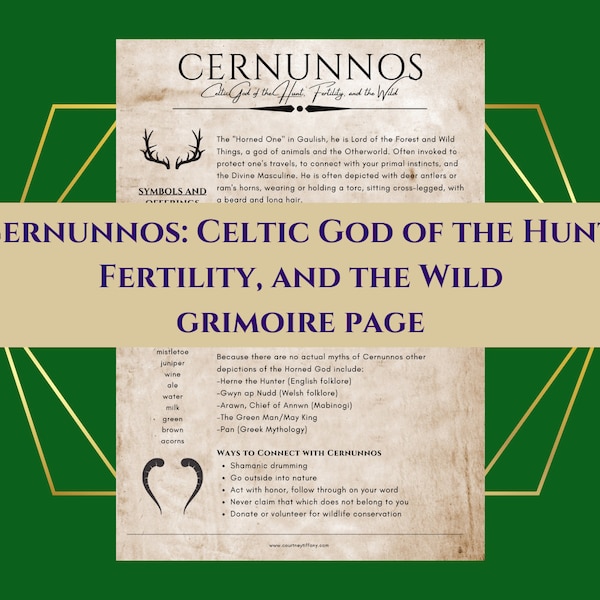 Cernunnos Celtic God of the Hunt, Fertility, and the Wild Grimoire Page Book of Shadows