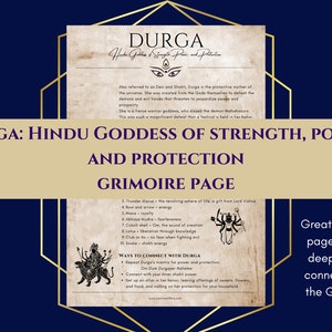Durga Hindu Goddess of Power and Protection Grimoire Page Book of Shadows PDF Download