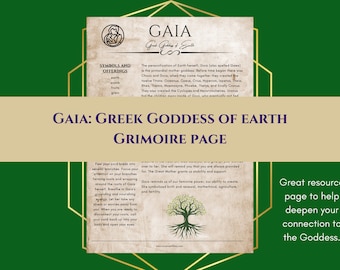 Gaia (Gaea) Greek Goddess of Earth Grimoire Page Book of Shadows PDF Download