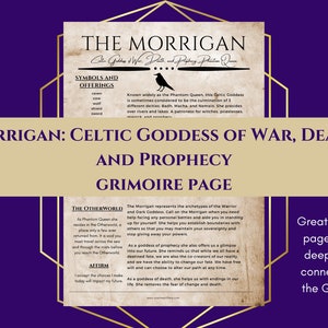 Morrigan Celtic Goddess of War, Death, and Prophecy Phantom Queen Grimoire Page Book of Shadows PDF Download