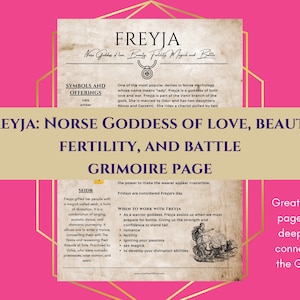 Freyja Norse Goddess of Love, Beauty, and Battle Grimoire Page Book of Shadows PDF Download