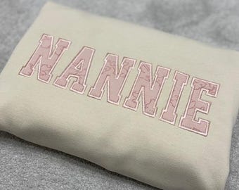 Custom Nannie Sweatshirt, Baby Clothes Applique Hoodie, Memory Keepsake Gift, Personalised Embroidered Grandma Sweater