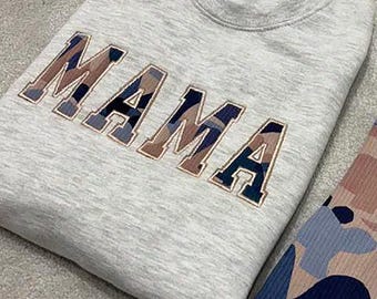 Mama Embroidered Appliqué Sweatshirt, Baby Clothes Keepsake Hoodie, Custom New Mum Gift, Memory Jumper, Personalised Mama Sweater