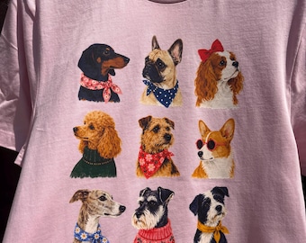 Preppy Dog Lover T-Shirt, Coquette Puppy Tee, Cute Dog Graphic Shirt, Pet Lover Clothing, Bow Aesthetic Gift, Unisex Dog Tee