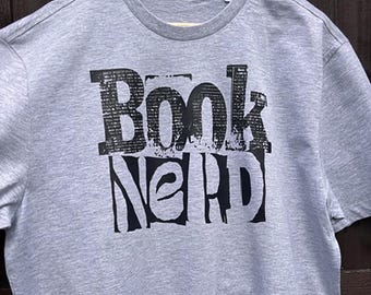 Book Nerd BLACK Print T Shirt, Book Lover Tee, Funny Reading Shirt, Bookworm Gift, Book Club Bibliophile Top, Literary Lover Clothing