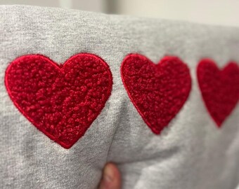 Love Heart Embroidered Sweatshirt: Bouclé Applique Hoodie, Valentine’s Day Gift, Romantic Jumper