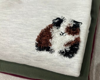 Guinea Pig Embroidered Sweatshirt: Cavy Hoodie, Pet Lover Gift, Fluffy Animal Jumper