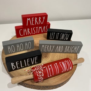 Christmas Signs, Wooden Mini Blocks, Santa Blocks, Christmas Blocks, Free Standing, Home Decor, Tiered Tray, Christmas Decorations