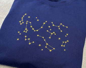 Star Constellation Embroidered Sweatshirt, Celestial Hoodie, Night Sky Jumper, Astronomy Gift, Cosmic Stargazer Clothing