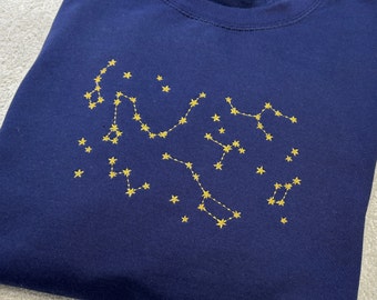 Star Constellation Embroidered Sweatshirt, Star Sign Clothing Gift, Astrology Infinity Space Present, Cosy loungewear, Mum Friend Colleague