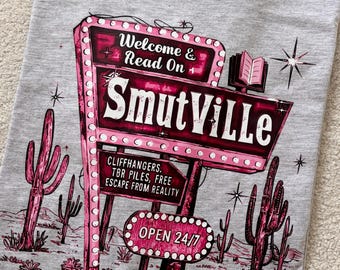 Smutville Book Lover T Shirt, Romance Reader Tee, BookTok Shirt, Spicy Book Club Gift, Funny Reading Shirt, Bookworm Present, TBR Lover Tee