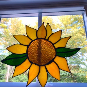 Stained glass sunflower, custom made