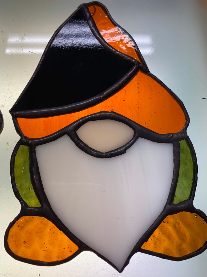Stained Glass Gnomes of Many Colors. Handcrafted Custom Stained Glass