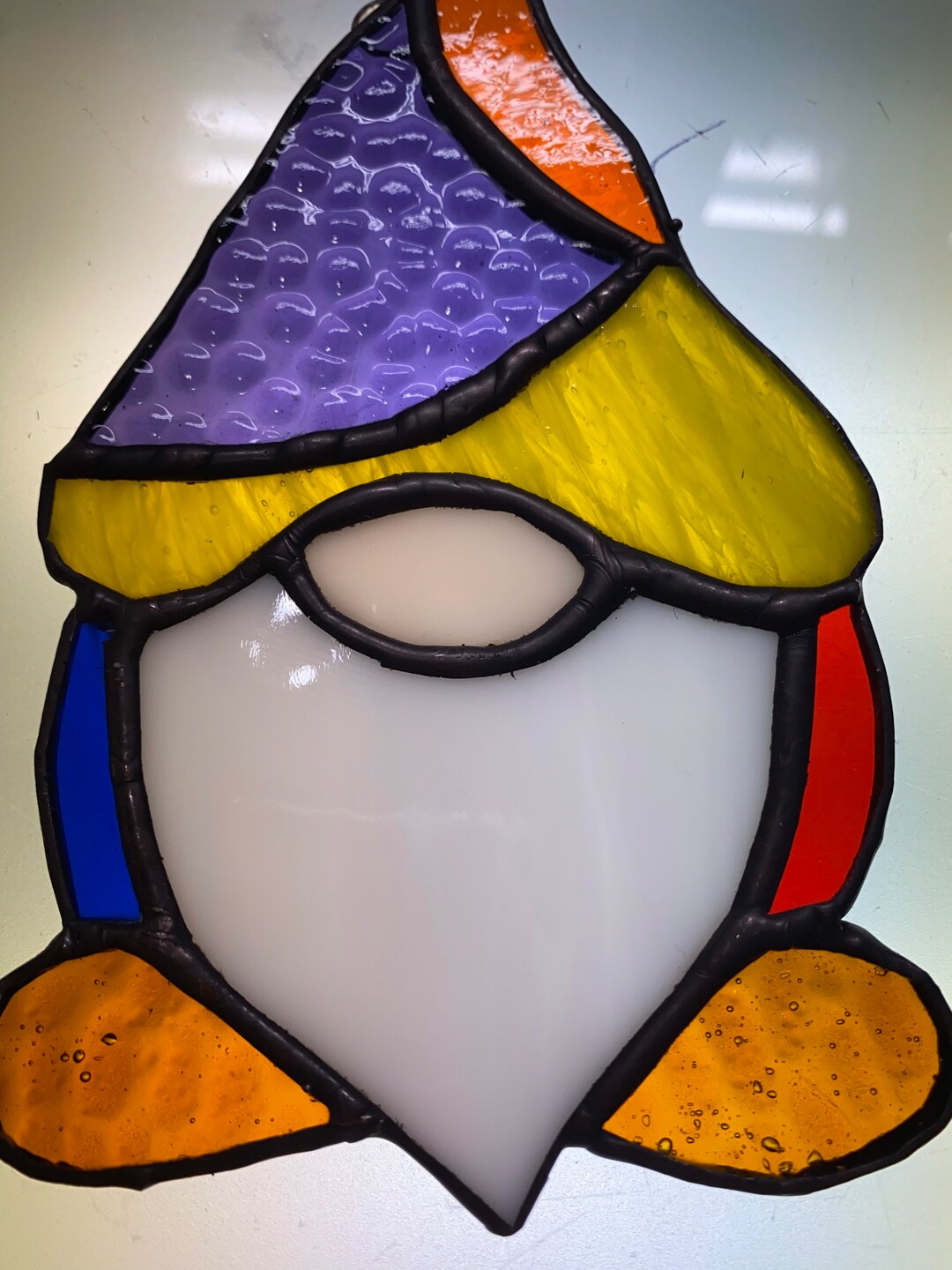 Stained Glass Gnomes of Many Colors. Handcrafted Custom Stained Glass
