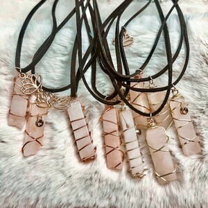 Hand-wrapped Rose Quartz Pendant Necklace