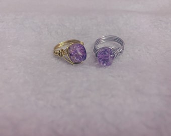 Amethyst Crystal Wrapped Ring