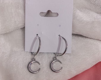 Silver Crescent Hoops