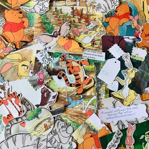 vintage Winnie l'ourson, 40 pièces en papier éphémères, kit de scrapbooking, collage, livre de colle, fournitures d'artisanat pour enfants