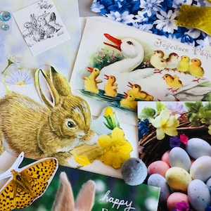 25, 50 oder 100 Stück Frühling Ostern Junk Journal Inspiration Pack, Scrapbook, Collage Bastelbedarf, Vintage Ephemera, Kinderhandwerk