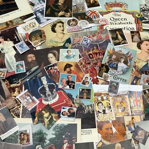 40 stuks Britse koninklijke familie vintage ephemera, royalty, koningen en koninginnen junk journal kit, scrapbooking pack, collage kit, papieruitsparingen