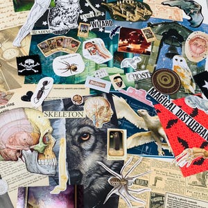 60 pièces gothiques, macabre, effrayant, bizarre, mystique, magie, curiosités, pack de scrapbooking journal indésirable sombre, kit éphémère vintage