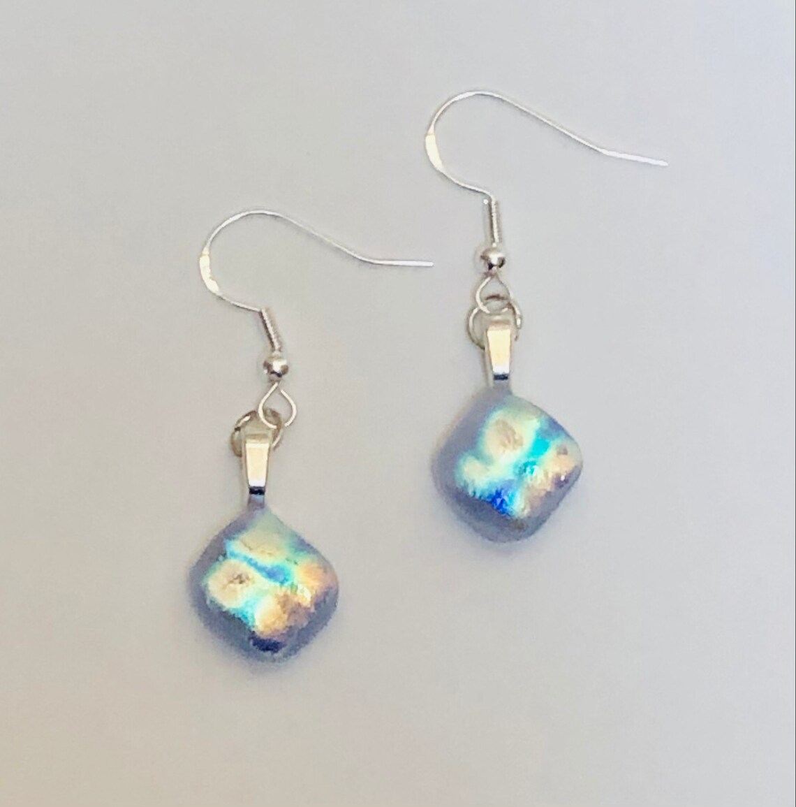 Dainty dangle earrings iridescent shimmer Etsy
