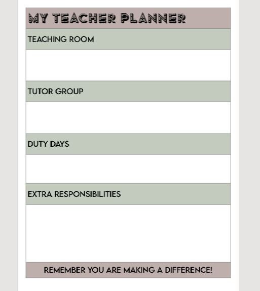 Printable Teacher Planner 5 Period Day Page a Day Etsy
