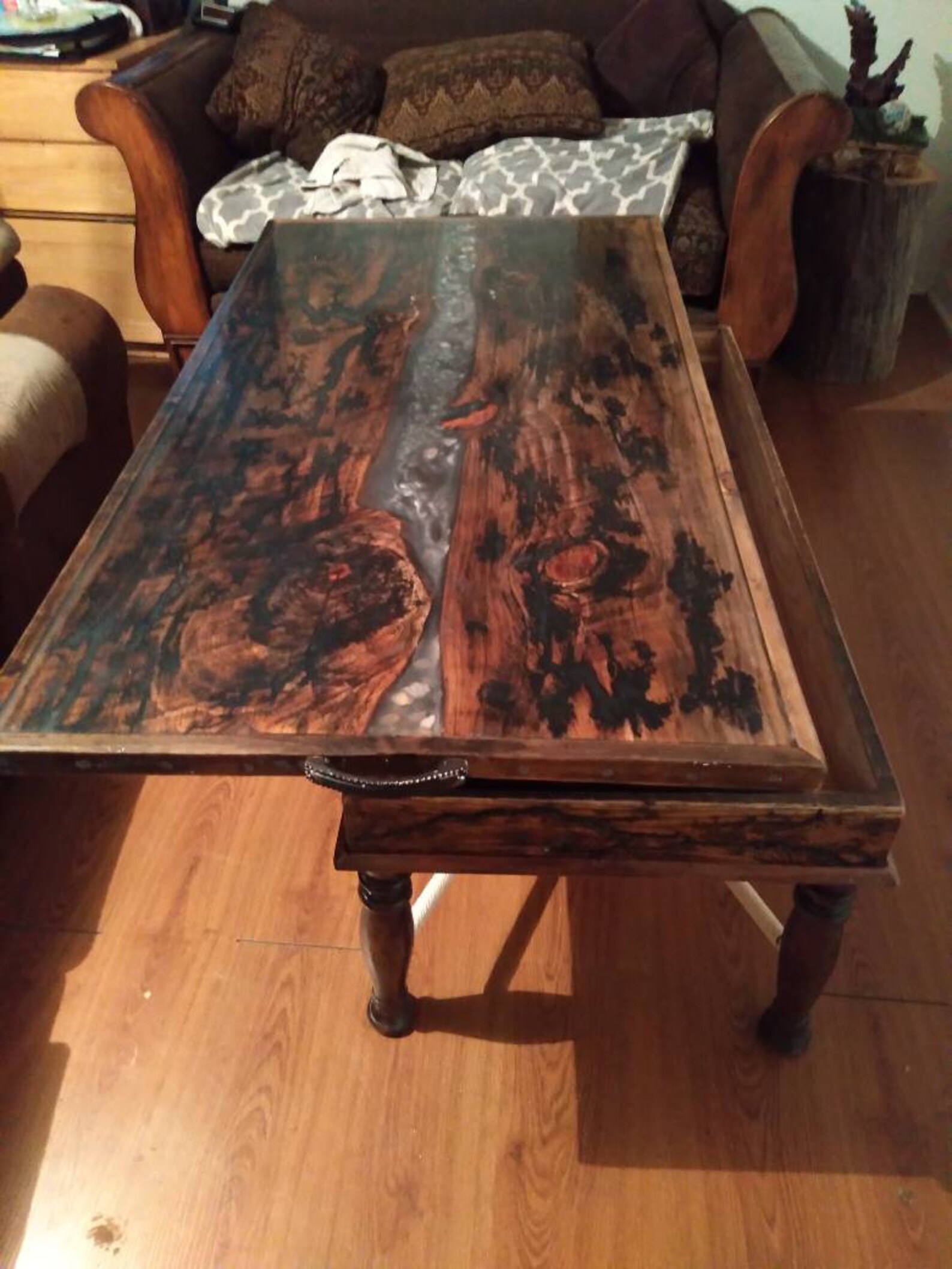 Handmade Epoxy Coffee Table w/ Hideaway Etsy