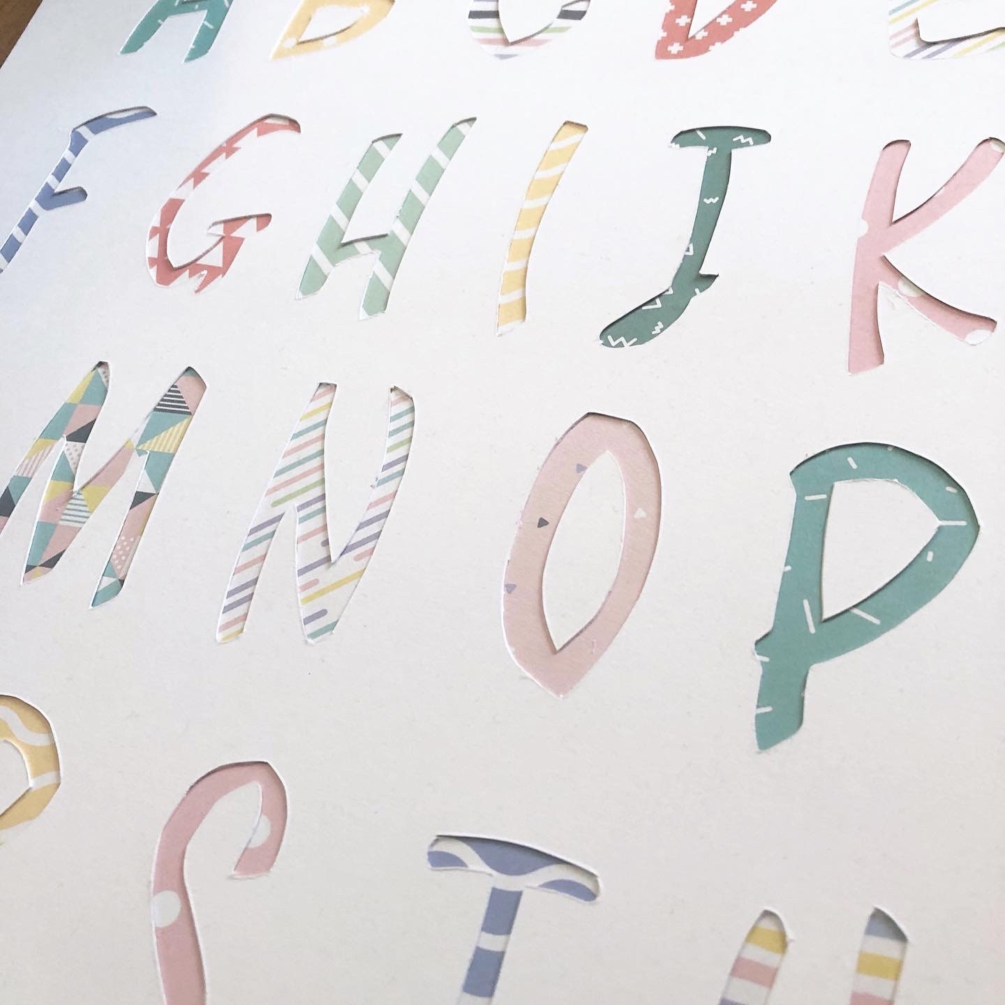 Pastel Alphabet Paper Artwork Handmade Nursery Wall Art Etsy