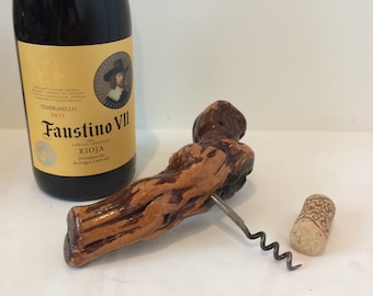 Vintage corkscrew cep vine wood table accessory bar retro collection France wood french wine appetizer opener bottle kitchen drink