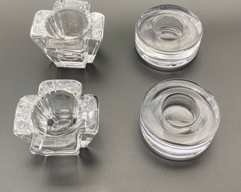 Orrefors Sweden Crystal Candle Holders Scandinavian Glass Clear Votives Puck or Max