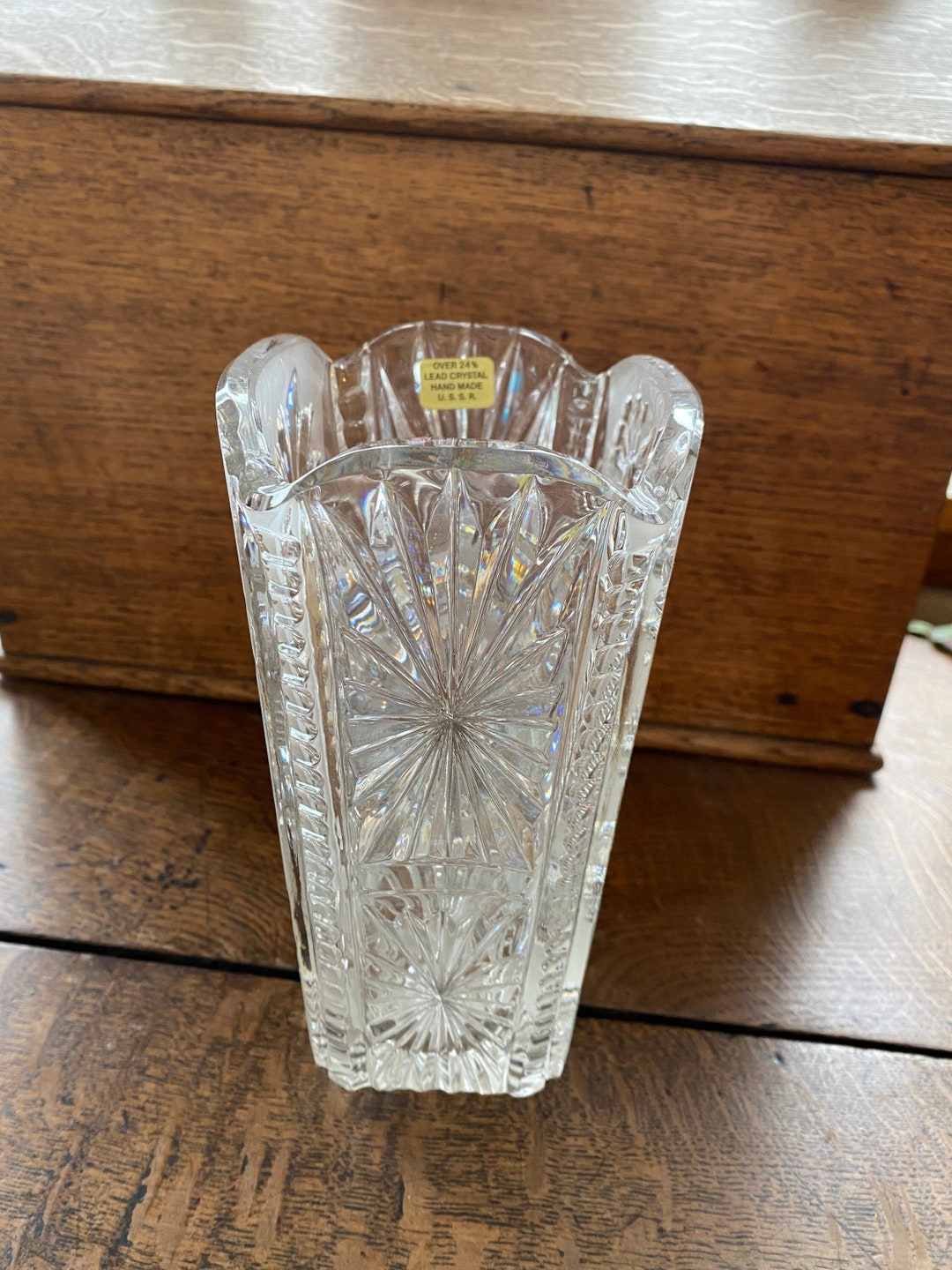 Vintage USSR Over 24 Lead Crystal Vase Etsy