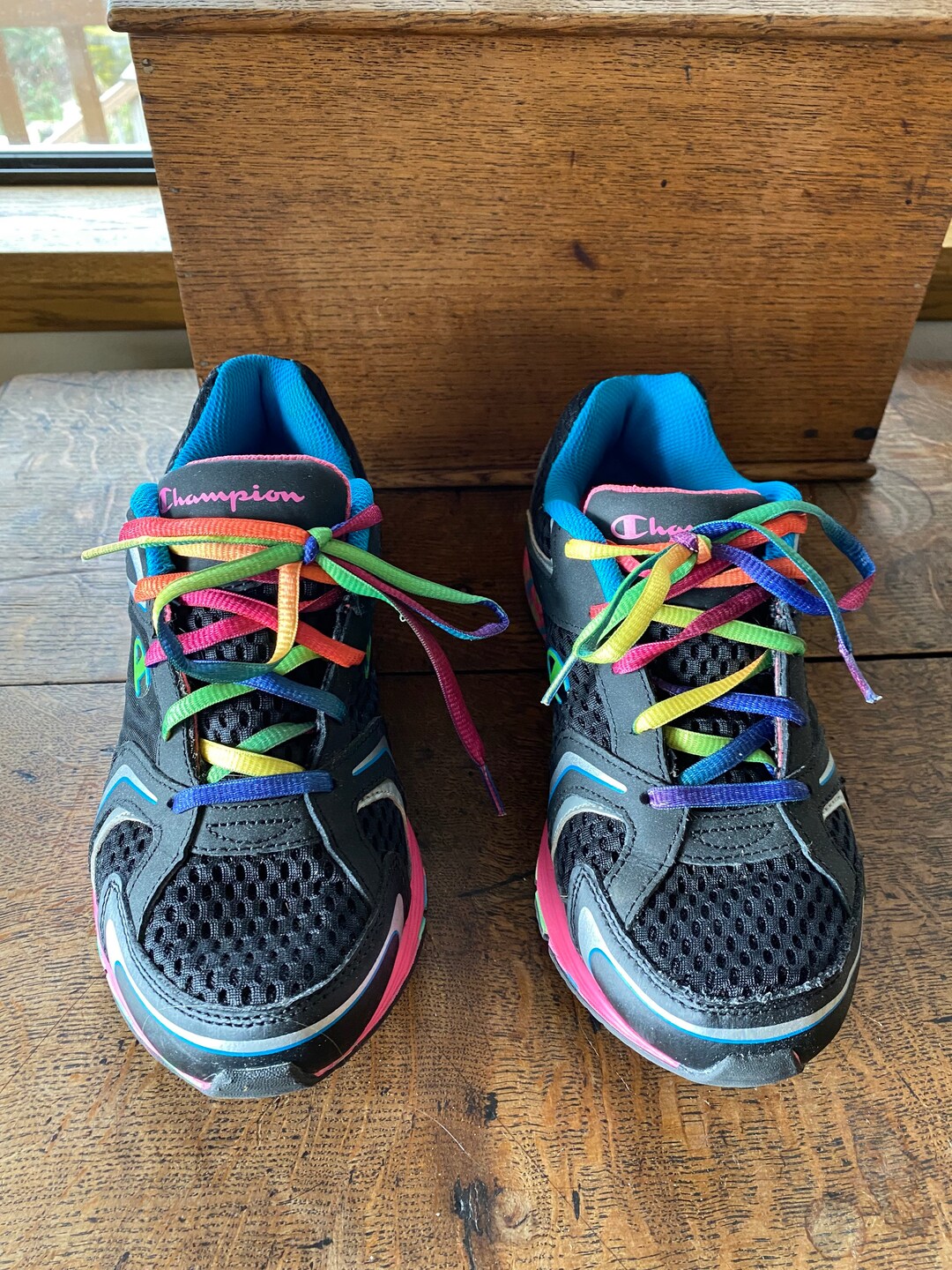 Champion Neon Rainbow Athletic Shoes Vintage 80s 90s Etsy