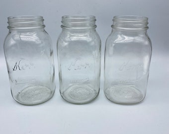 3 Vintage Kerr Self Sealing Mason Jars 32oz Size 1970s Wide Mouth Jars