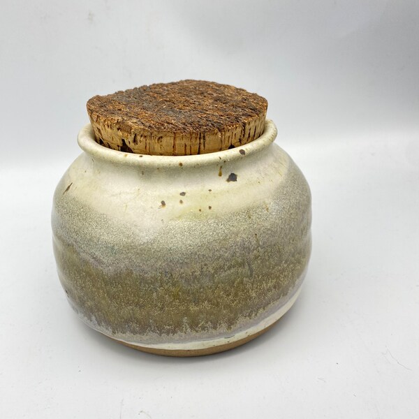 Vintage Mid Century Art Studio Pottery Ceramic Jar with Cork Lid